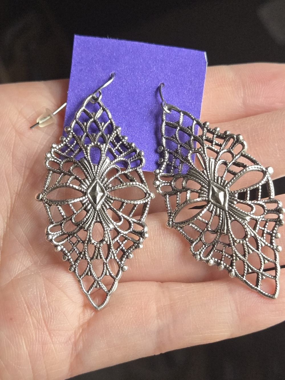 Vintage Silver Filigree Drop Earrings